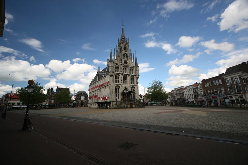 Gouda historic centre and market-square atmosphere